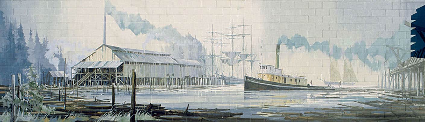 Tugboat near dock and shipyard