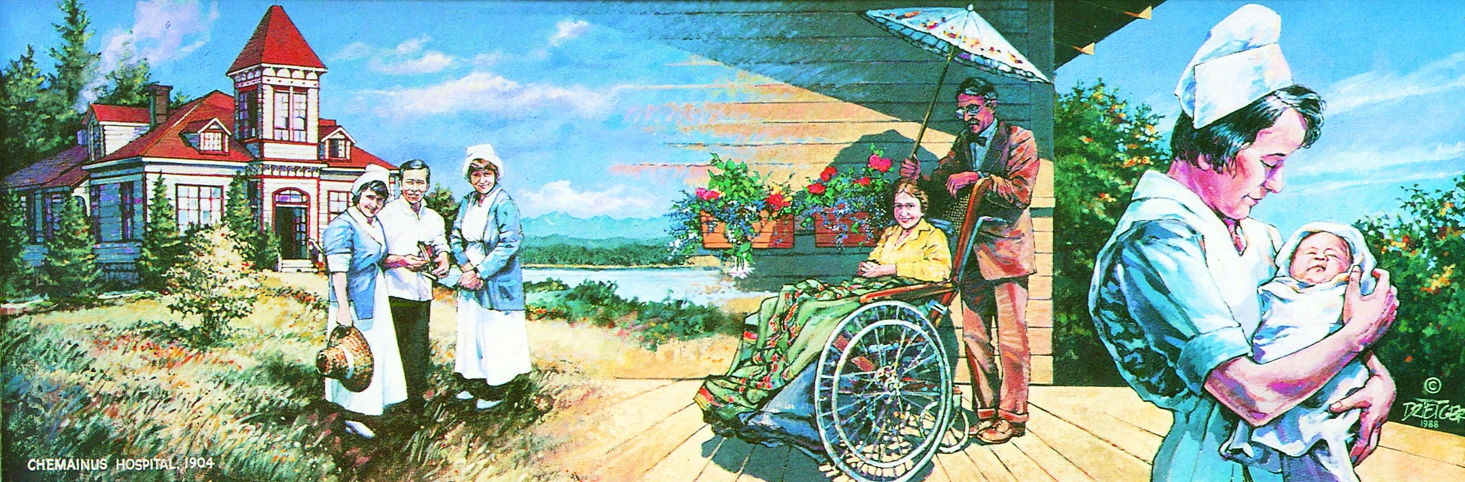 Mural depicting healthcare and community
