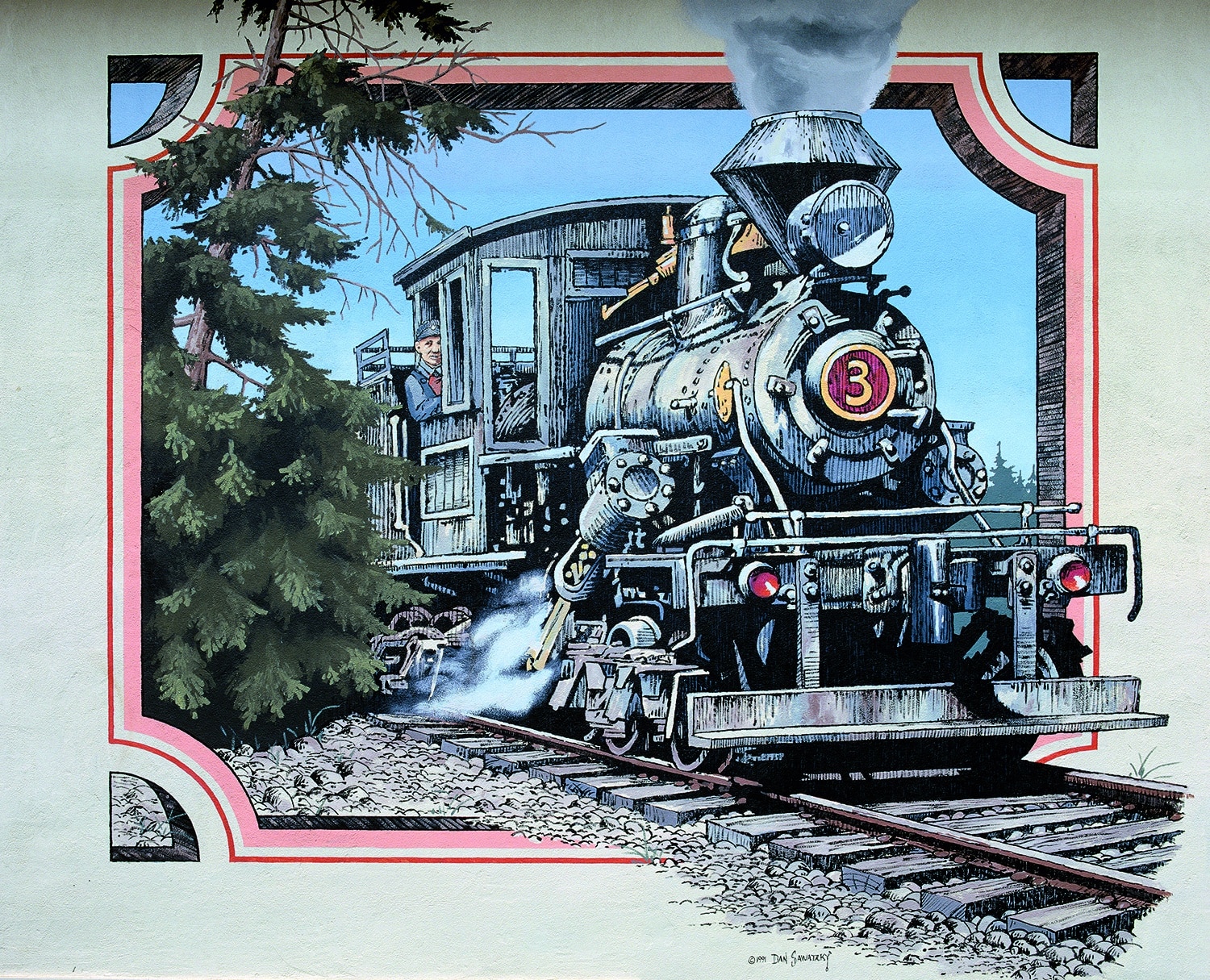 Vintage train passing through forest