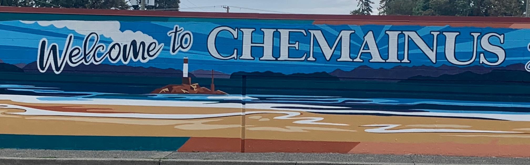 Colorful mural welcoming to Chemainus