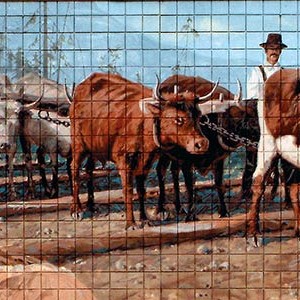 Mural #7 — Logging with Oxen